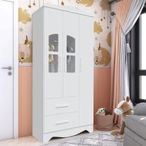 Guarda-Roupa Infantil 92,9cm 3 Portas e 2 Gavetas com Janelas Alice 100% MDF Espresso Móveis Branco Brilho Guarda-Roupa Infantil 92,9cm 3 Portas e 2 Gavetas com Janelas Alice 100% MDF Espresso Móveis Branco Brilho