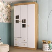 Guarda-roupa Infantil 92cm com Vidro 3 Portas e 2 Gavetas Brisa Multimóveis MP4425