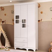 Guarda-roupa Infantil 92cm com Vidro 3 Portas e 2 Gavetas Luna Multimóveis MP4412 Guarda-roupa Infantil 92cm com Vidro 3 Portas e 2 Gavetas Luna Multimóveis MP4412