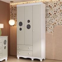 Guarda-roupa Infantil 92cm Com Vidro 3 Portas E 2 Gavetas Suspiro Multimóveis MP4457 Branco-off White Guarda-roupa Infantil 92cm Com Vidro 3 Portas E 2 Gavetas Suspiro Multimóveis MP4457 Branco-off White