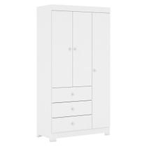 Guarda Roupa Infantil 99cm 3 Portas 3 Gavetas Duda Branco - Phoenix