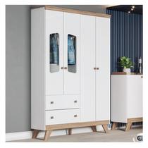 Guarda Roupa Infantil Ambiente 4 Portas Confete Branco Brilho Jequitibá HP - Henn Guarda Roupa Infantil Ambiente 4 Portas Confete Branco Brilho Jequitibá HP - Henn
