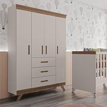 Guarda Roupa Infantil Ambiente Retrô Maya Off White Carvalho Carolina