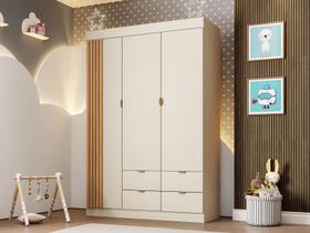 Guarda Roupa Infantil Ayla Off White com Amadeirado _ Phoenix Baby