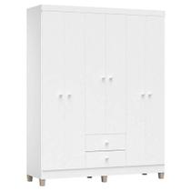 Guarda Roupa Infantil Baby Kids 6 Portas Branco Brilho Incorplac