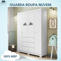 Guarda Roupa Infantil Bebê Nuvem Branco 4 Portas 3 Gavetas _ Phoenix Baby