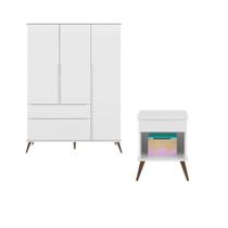 Guarda Roupa Infantil Bebê Retrô Ana Vitória 3 Portas e Mesa de Apoio Branco 100% MDF Guarda Roupa Infantil Bebê Retrô Ana Vitória 3 Portas e Mesa de Apoio Branco 100% MDF