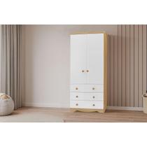 Guarda Roupa Infantil c/ 2 Portas e 3 Gavetas Júnior Branco/Amendoa - Peroba Guarda Roupa Infantil c/ 2 Portas e 3 Gavetas Júnior Branco/Amendoa - Peroba