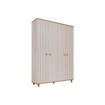 Guarda Roupa Infantil c/ 4 Portas (2 Ripadas) Cupcake Off White/Nature - Permóbili Baby