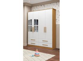 Guarda Roupa Infantil Charlo 04 portas 04 gavetas MDF Peroba - Guarda Roupa Infantil Charlo 04 portas 04 gavetas MDF Peroba -