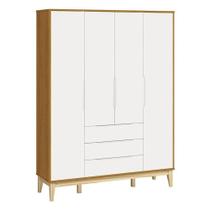 Guarda Roupa Infantil Classic Elfe Branco Acetinado Savana Natural - Reller Guarda Roupa Infantil Classic Elfe Branco Acetinado Savana Natural - Reller