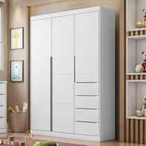 Guarda Roupa Infantil Com 3 Portas e 4 Gavetas Eloá Cor Branco Cinza Phoenix Baby 12451 - BRANCO/CIN