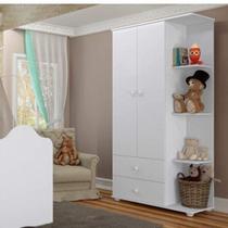 Guarda Roupa Infantil com Cantoneira 2 Portas 2 Gavetas Móveis Percasa Branco