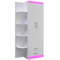 Guarda Roupa Infantil com Cantoneira Evidencia 2 Portas Cor Rosa