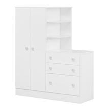 Guarda Roupa Infantil com Comoda Doce Sonho Branco - Qmovi Guarda Roupa Infantil com Comoda Doce Sonho Branco - Qmovi