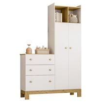 Guarda Roupa Infantil com Cômoda Q Encanto Slim 4970 Branco Acetinado Qmovi