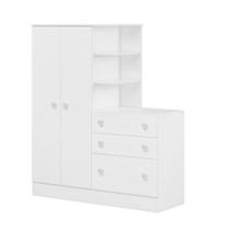 Guarda Roupa Infantil Doce Sonho 2 Portas 3 Gavetas Branco - QMOVI