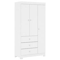 Guarda Roupa Infantil Duda 3 Portas Branco Brilho Phoenix Baby