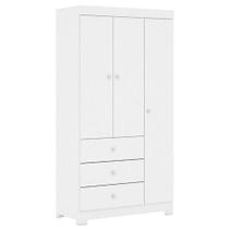 Guarda Roupa Infantil Duda 3 Portas Branco Brilho - Phoenix Baby