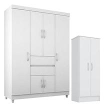 Guarda Roupa Infantil Ecom 2 e Armário Multiuso Viena Branco Brilho - Demóbile Guarda Roupa Infantil Ecom 2 e Armário Multiuso Viena Branco Brilho - Demóbile