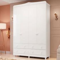 Guarda-Roupa Infantil Elô 4 Portas 4 Gavetas 100% Mdf Branco Brilho - Móveis Peroba