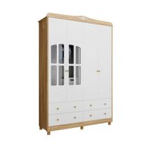 Guarda Roupa Infantil Elô 4 Portas Articuladas 4 Gavetas Amendoa-off White MDF Guarda Roupa Infantil Elô 4 Portas Articuladas 4 Gavetas Amendoa-off White MDF
