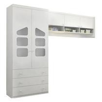 Guarda Roupa Infantil Eloisa 2 Portas e Modulo Aéreo Branco Brilho Guarda Roupa Infantil Eloisa 2 Portas e Modulo Aéreo Branco Brilho