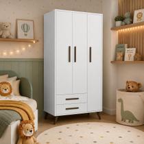 Guarda Roupa Infantil Encanto 3 Portas 2 Gavetas Branco Qmovi Guarda Roupa Infantil Encanto 3 Portas 2 Gavetas Branco Qmovi