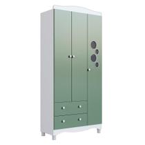 Guarda-Roupa Infantil Encanto 3 PT 2 GV Branco e Verde