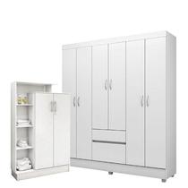 Guarda Roupa Infantil Flash 2 e Armário Multiuso Elite Branco Brilho - Demóbile Guarda Roupa Infantil Flash 2 e Armário Multiuso Elite Branco Brilho - Demóbile