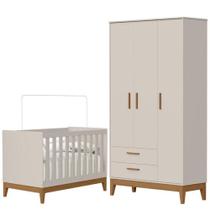 Guarda Roupa Infantil Flip 3 Portas Com Berço Americano Flip Areia Acetinado - Reller Guarda Roupa Infantil Flip 3 Portas Com Berço Americano Flip Areia Acetinado - Reller