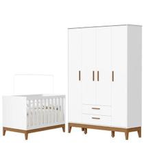 Guarda Roupa Infantil Flip 4 Portas Com Berço Americano Flip Branco Acetinado - Reller Guarda Roupa Infantil Flip 4 Portas Com Berço Americano Flip Branco Acetinado - Reller
