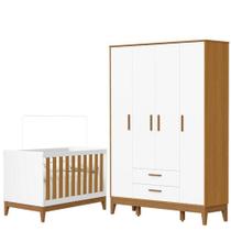 Guarda Roupa Infantil Flip 4 Portas Com Berço Americano Flip Branco Acetinado Savana - Reller