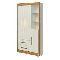 Guarda Roupa Infantil Flocos 3 Portas Off White Amadeirado Acetinado - Tigus Guarda Roupa Infantil Flocos 3 Portas Off White Amadeirado Acetinado - Tigus