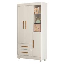 Guarda Roupa Infantil Flocos 3P 3 Portas de Bater 2 Gavetas MDF Branco Flex