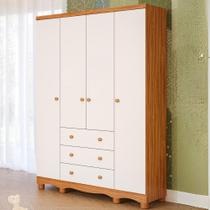 Guarda Roupa Infantil Junior 4 Portas Lisa 3 Gavetas MDF Faura
