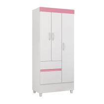 Guarda Roupa Infantil/Juvenil Bella 3 Portas Branco/Rosa - Mercado dos Móveis Guarda Roupa Infantil/Juvenil Bella 3 Portas Branco/Rosa - Mercado dos Móveis