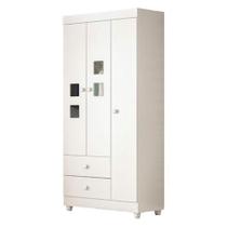 Guarda Roupa Infantil Life 3 Portas Giratórias 2 Gavetas MDF Branco Flex Tigus Móveis 90CM