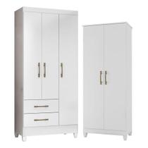 Guarda Roupa Infantil Lima E Armário Multiuso Jade Branco Brilho - Moval