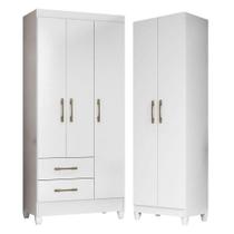 Guarda Roupa Infantil Lima E Armário Multiuso New Iris Branco Brilho - Moval