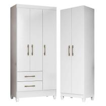 Guarda Roupa Infantil Lima E Armário Multiuso New Iris Branco Brilho - Moval