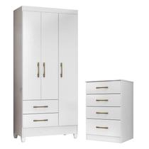 Guarda Roupa Infantil Lima e Cômoda MS913 Branco Flex Moval