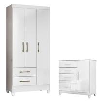 Guarda Roupa Infantil Lima e Cômoda Vênus com Pés Branco Flex Moval Guarda Roupa Infantil Lima e Cômoda Vênus com Pés Branco Flex Moval