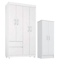 Guarda Roupa Infantil Lótus e Armário Multiuso Viena Branco Brilho - Demóbile Guarda Roupa Infantil Lótus e Armário Multiuso Viena Branco Brilho - Demóbile