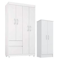 Guarda Roupa Infantil Lótus E Armário Multiuso Viena Branco Brilho - Demóbile