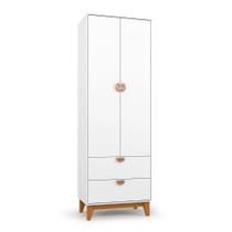 Guarda-Roupa Infantil Magia 2 Portas 2 Gavetas Branco e Amadeirado - Modern Guarda-Roupa Infantil Magia 2 Portas 2 Gavetas Branco e Amadeirado - Modern