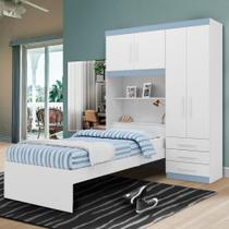 Guarda Roupa Infantil Modulado Com Cama Branco Azul Zelas Shop Jm