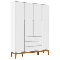 Guarda Roupa Infantil Nature Clean 4 Portas Branco Soft Eco Wood - Matic