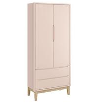Guarda Roupa Infantil New Classic 2 Portas Rosa com Pés Madeira Natural Reller Guarda Roupa Infantil New Classic 2 Portas Rosa com Pés Madeira Natural Reller