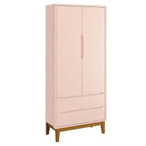 Guarda Roupa Infantil New Classic 2 Portas Rosa Com Pés Madeira - Reller Guarda Roupa Infantil New Classic 2 Portas Rosa Com Pés Madeira - Reller
